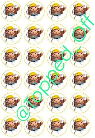 24 x 1.5" (3.8cm) Bob the Builder round edible cup cake topper decorations by Topped Off (FREE UK SHIPPING)