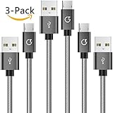 Micro USB Cable,Gritin [3-Pack] High Speed Micro USB Charger Charging Cable Lead -Nylon Braided Micro USB Sync Cable in Assorted Lengths[ 3ft, 4.5ft, 6ft ] for Samsung, Nexus, Kindle, HTC, LG and more