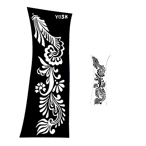 MEHNDI TATTOO STENCILS TEMPLATES Henna Designs - single use Y038 - suitable for Indian Henna Tattoo Glitter Tattoo and Airbrush Tattoo