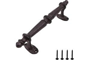 ZONADAH Retro 23,3 cm Türgriff aus Gusseisen, strapazierfähig, Vintage-Stil, Scheunentor, Holztür, Griff, Durchgang, Haus, Flur, Schrank, Gartentor, Schuppen, Schranktür, Haltegriff, Schwarz