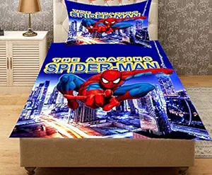 GS Traders 3D Single Bedsheet with One Pillow Cover Velvet Fabric (Spiderman)