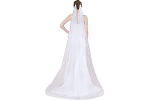 BEAUTELICATE Wedding Bridal Veil Draped Boho Veil Bohemia Long Veil Chapel Length 1 Tier With 2 Combs White Ivory