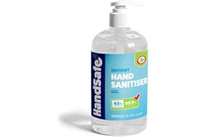 Handsafe - Sanitiser Gel - Hospital Grade Hand Sanitiser, Kills 99.9%+ Bacteria & Viruses, 250ml Alcohol Based Anti Bacterial Fast Acting Formula