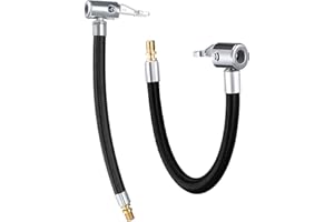 REAQUE 2 Pezzi Tubo di Gonfiaggio per Pneumatici, 35cm Adattatore per Tubo Flessibile di Gonfiaggio Pneumatici, Valvola Pneumatici Gomma Tubi Prolunga, Tubo in Gomma per Gonfiaggio per Bici, Moto e Auto
