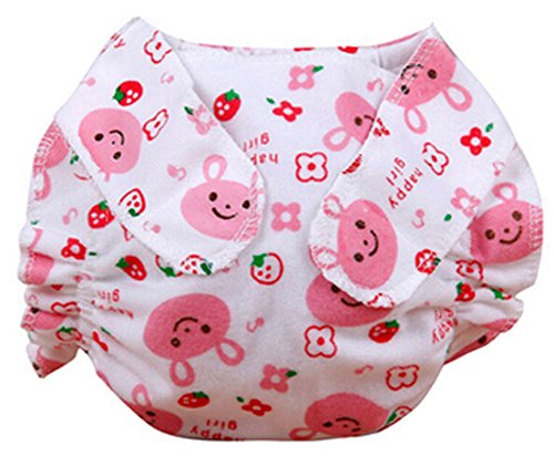 Set of 2 Cotton Diaper Pants Diapers Leak Proof Breathable Waterproof Pink A