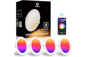 Lumary 12W Downlight LED Techo Emportrable Inteligente, Ø170mm x 20mm Redondo Ultradelgado WiFi APP Control, RGB y Blanco Regulable 2700-6500K, Compatible con Alexa y Google para Salón Cocina, 4 Pack