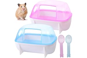 TAIZER Criceto Sabbia Bagno 2PCS Piccolo Animale Domestico Sabbia Vasca Contenitore Criceto Sandbox Sauna Sala da Bagno Toilette Vasca con Paletta per Cincillà Orsi d'oro Porcellini D'India Gerbilli