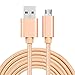 Produktbild wortek Micro USB Kabel Nylon 3m in Gold geflochtenes Ladekabel [3A] Schnellladekabel für Android Smartphone, Samsung Galaxy, LG, Huawei, Sony, HTC, Nexus, Kindle und Mehr