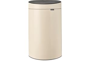 Brabantia - Touch Bin 40L - Duży Kosz na Śmieci do Kuchni - Otwieranie Soft-Touch - Wyjmowane Wewnętrzne Wiaderko - Łatwy Recykling - Dołączone Worki na Śmieci - Soft Beige - 44 x 30 x 73 cm