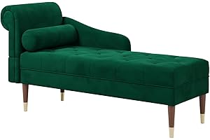 ‎VESGANTTI Vesgantti Velvet Chaiselongue, Indoor Lounge Sofa mit linker Armlehne und Lendenkissen, Recamiere für Wohnzimmer, Schlafzimmer und Büro, Samt Loungesessel 149.5 x 54 x 76CM