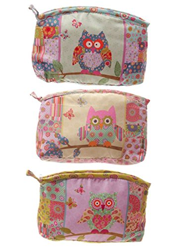 Patchwork Design Fabric Owl Make Up Bag