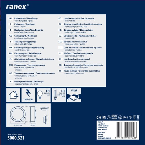 Ranex 5000.321 Rostfreie Edelstahl Deckenleuchte, Wandleuchte - 4