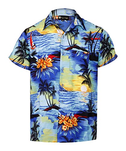 Manches Courtes col hawaïen col Rond Boutons de la Virginie Hommes imprimé Plage été Vacances Chemise