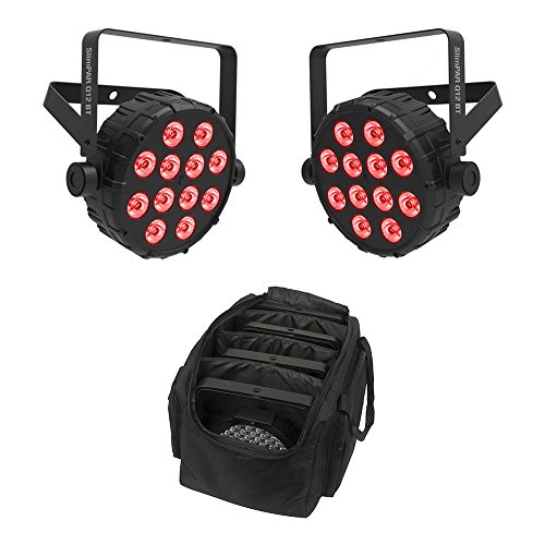 2x Chauvet DJ SlimPAR Q12 Bluetooth Wireless LED PAR Can inc. Carry Bags