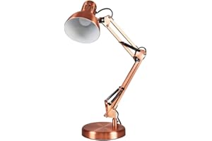 MiniSun | Retro Style Adjustable Brushed Copper Metal Table Lamp | Table Lamps, Home Décor & Improvement Essential | Includes 4W LED Bulb [3000K Warm White]