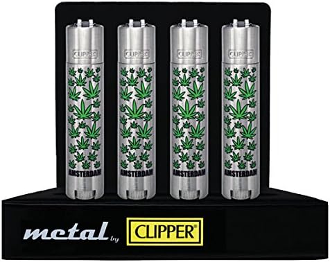 1 x – Metal Mix Leaves Herb Amsterdam with Mobile Edition Metal Flint Clipper Lighter