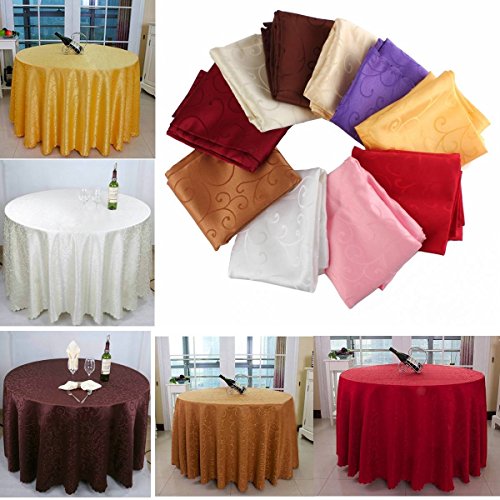 PhilMat 180cm Polyester Absorbent Round Tablecloth For Hotel Restaurant Wedding Decor
