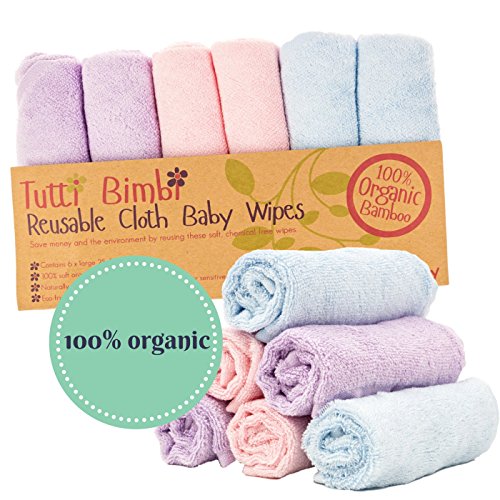 TUTTI BIMBI Luxury SOFT Baby Washcloths - Mum Approved 6 pack 10"x10" Larger Organic Bamboo Mini Towels - Premium Reusable Wipes for Sensitive Skin - Perfect Gift (pink orange purple)