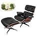 Produktbild Ambesten Mid Century Lounge Chair und Ottoman Set 7-lagig Walnuss Laminiertes Furnier Eames Style Lounge Chair Ottomane Hochelastische Polyurethan Foam Kissen Office Lounge Chair mit Aluminium-Fußkreu