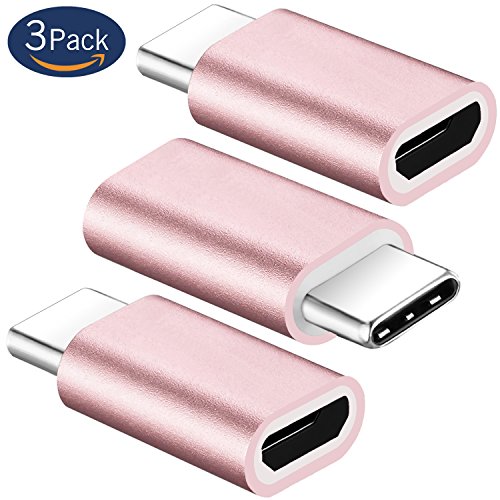 FanTEK 3-Pack USB Type-C 3.1 Male to Micro USB Female Adapter for Huawei P9, Motorola Moto Force, LG G5 SE,...