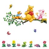 Zuolanyoulan Winnie the Pooh Muster Wandsticker Kinder Schlafzimmer Wandtattoos Wohnzimmer Dekorativen Entfernbare Wandaufkleber Raum Dekor Wall Sticker