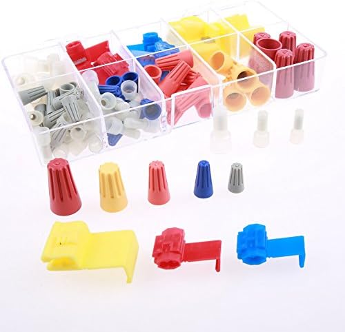 AIRIC 105PCS Electrical Wire Twist-on Cap Connectors, Twist Wire Connector with Spring Insert Twist Nuts Caps /Closed End Cap /Quick Splice Connectors Assortment Set