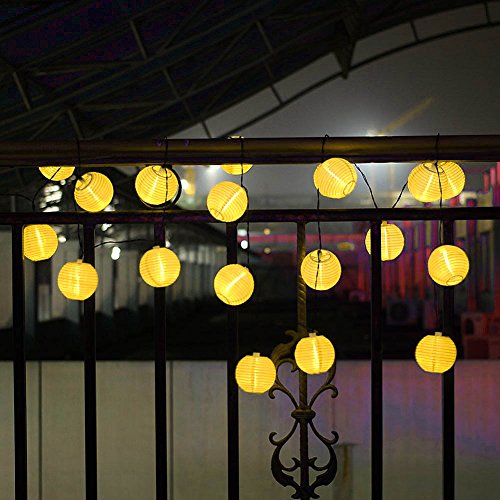Deallink 20er Lampions LED Lichterkette mit Batteriehalter Garten Außen- und Innenbereich 2,2 Meter Warmweiß(AA Batteriebetrieben) - 2
