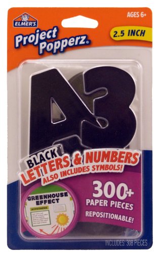 Elmer's E3069 2.5-inch Project Popperz Letters and Numbers, Black