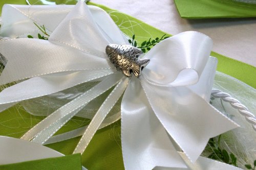 Tischdeko Ehrenplatz Kommunion Konfirmation Weiß Grün - 2