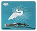 Produktbild Swamp Mouse Pad, Majestic White Egret Stands on a Log Against Full Moon Background on The River, Standard Size Rectangle Non-Slip Rubber Mousepad, Sky Blue Brown