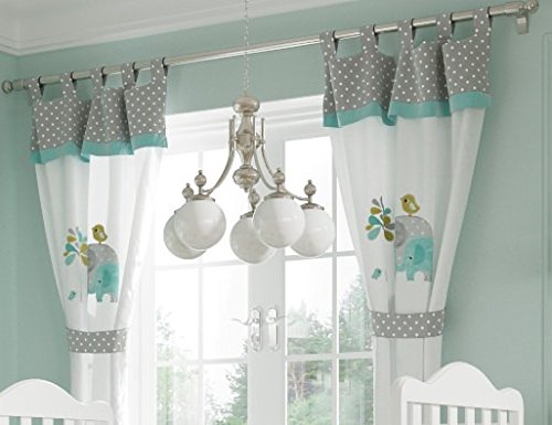 Baby Bedding Design Green Elephant 2 Curtains