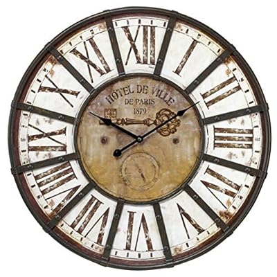 EMOTION Horloge Charme Indus Diametre 60, Métal, Marron et Blanc, 4 x 60 x 60 cm
