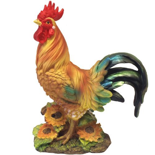 Gartenfigur Gartenskulptur Hahn mit Bewegungsmelder 29cm