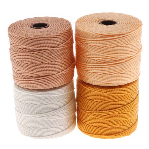 The Beadsmith S-Lon Bead Cord – .5 mm Twisted Nylon Cord for Stringing, 4-Pack, Honey Butter Mix, TEX210, 77 Yards per Spool