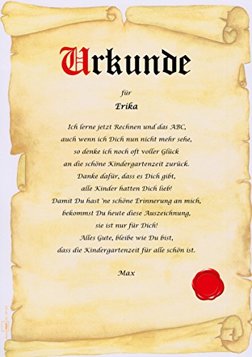 Urkunde Abschied Kindergarten Kita persönliche Geschenk Karte für Erzieherin Pergament div. A4 Papier Motive - 3