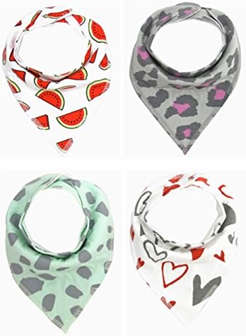 Kimming Toddler Infant Baby Bib 100% Cotton Absorbent Bandana Dribble Bib with Adjustable Snaps Saliva Towel Burp Cloth(4 Pack Baby Gift Set)
