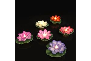 GENERIC Floating Pool Lights, 6pack Floating Lotus Light For Pond, Solar Pond Lights Led Floating Flower Light Battery Operated Activated Water Lily For Garden Pond Decor