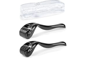 Zemolo Derma Roller, 0,25mm/0,5mm Dermaroller Visage Rouleau de Bar Microneedling avec 540 Micro-aiguilles pour Homme Femme, Réduit la Perte de Cheveux Soin de la Peau Corps Anti-rides Anti-âge Noir
