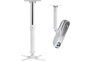 Suptek Projector Ceiling/Wall Mount - 360° Rotate, 90° Swivel & Tilt, 210-540mm Extension Pole, Max 13.6kg, 70-300mm Fixing Holes, White PR05W