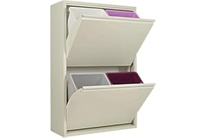 STARMART Pattumiera per Differenziata | EcoPatty Bianco| Raccolta Differenziata |Mobile Metallo| Salvaspazio | Interno, Esterno| 2 Scomparti| 4 secchi| 60 Litri | già Montato