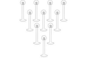 D.Bella 16G Lippenpiercing Stecker Retainer Durchsichtig Plastik Labret Ring Retainer Flexible Bioflex Ohrstecker Tragus Helix Daith Piercing Retainer Kunststtoff Cartilage Ohrpiercing