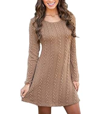 Robe Pull Femme - Marque - Couleur Unie - Manches Longues - Col Roulé - 9