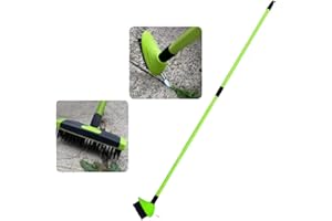 RAHAIM Weed Remover Tool Set | 3 in 1 Telescopic Weed Remover Wire Head Brush & Scraper for Paving & Decking | Metal Broom & Weed Removal Head | Weed Brush 140cm Green
