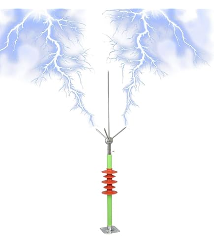 Copper Lightning Rod Kit With UL Listed Clamp – 3-Pole Spike, Detachable Brass, For House Roof, Farm & Bungalow-1165411