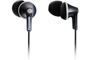 Panasonic RP-HJE125E-K ErgoFit Kabelgebundene Ohrkanalhörer, In-Ear Kopfhörer mit individueller Passform, 1,1 m langes Kabel, 3,5-mm-Klinkenstecker, Schwarz