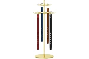 AMSXNOO Espositore da Pavimento con Cintura, Armadio da Uomo Appendiabiti a Pavimento con Gancio, Metallo Organizzatore per Cravatte Sciarpe Porta Scialli, Salvaspazio