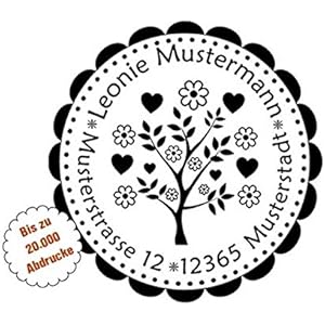 Stempel mit Adresse | Motiv Baum | rund 40 mm