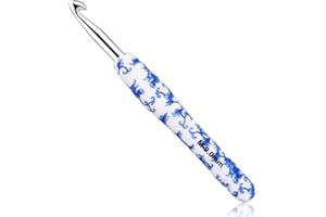 BCMRUN 9 mm(00) Large Crochet Hook, Ergonomic Grip Soft Handles for Arthritic Hands, Extra Long Knitting Needles Beginners and Crocheting Yarn (9.0mm-00), Blue, China Flower Hooks 13