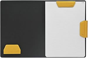 ‎LHIDS LHiDS Schreibmappe DIN A4 Klemmbrett Mappe, Multifunktionale Magnettafel mit Visitenkarte Halter & Papier Ordner, Aesthetic Schnellhefter für Büro und Schule, Schwarz-Gelb