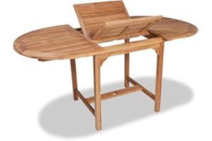 ‎FESTNIGHT Festnight Ausziehtisch Teakholz (110-160) cm Oval | Ausziehbarer Esstisch | Massivholz Gartentisch | Wetterfest Holztisch für Garten Terrasse Balkon Outdoor